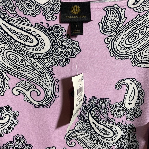 NWT JM Collection Lilac off shoulder shirt with Paisley Print. Size Large - Picture 2 of 5